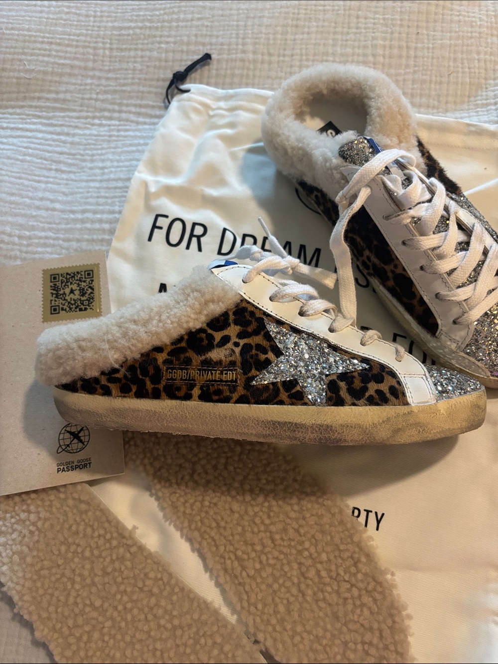 Golden Goose Style Glitter & Leopard Sneakers - Silver & Leopard - Picture 2 of 8